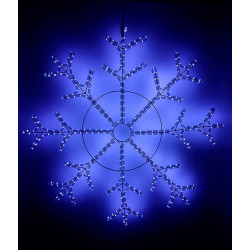 Светодиодная Снежинка 'Зимняя Классика' Ø1,1м Синяя, Дюралайт на Металлическом Каркасе, IP65
