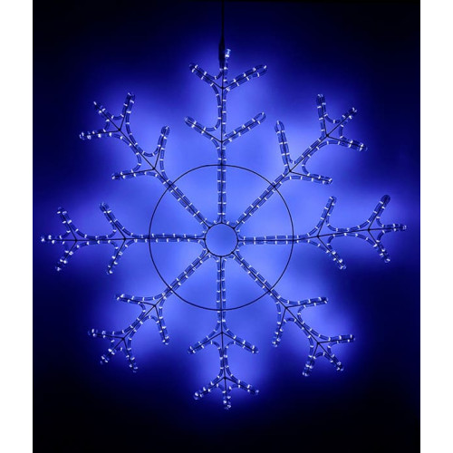 Светодиодная Снежинка 'Зимняя Классика' Ø1,1м Синяя, Дюралайт на Металлическом Каркасе, IP65