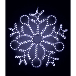 Светодиодная Снежинка 'Пять Колец' Ø0,9м Белая, Дюралайт на Металлическом Каркасе, IP65