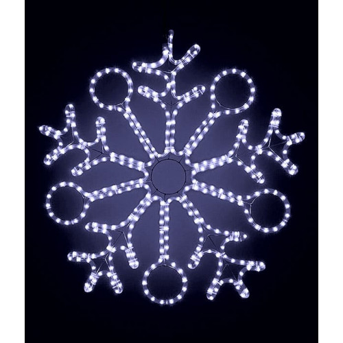 Светодиодная Снежинка 'Пять Колец' Ø0,9м Белая, Дюралайт на Металлическом Каркасе, IP65