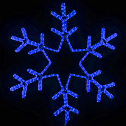 Светодиодная Снежинка 'Путеводная Звезда' Ø0,8м, Синяя, Дюралайт на Металлическом Каркасе, IP65