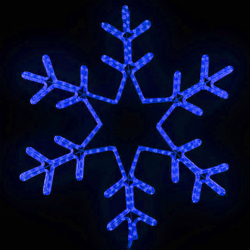 Светодиодная Снежинка 'Путеводная Звезда' Ø0,8м, Синяя, Дюралайт на Металлическом Каркасе, IP65