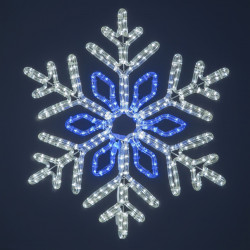 Светодиодная Снежинка 'Кристалл' Ø0,7м Бело-синяя, Дюралайт на Металлическом Каркасе, IP65