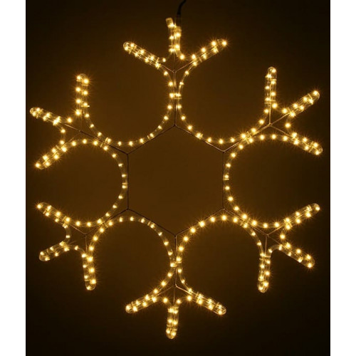 Светодиодная Снежинка 'Ажурная' Ø0,8м Тепло-Белая, Дюралайт на Металлическом Каркасе, IP65