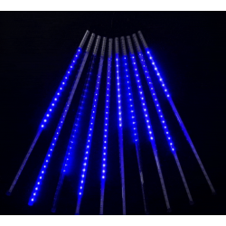 Гирлянда Тающие Сосульки 10шт по 50см, 12В, 540 Синих Светодиодов, Провод Черный ПВХ, IP20