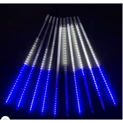 Гирлянда Тающие Сосульки 10шт по 50см, 24В, 600 Бело-Синих Светодиодов, Провод Черный ПВХ, IP55