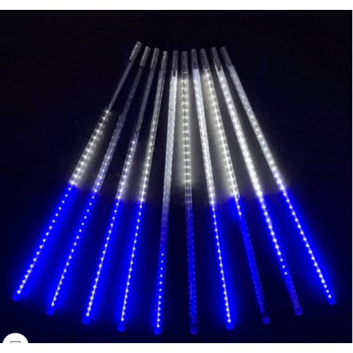 Гирлянда Тающие Сосульки 10шт по 50см, 24В, 600 Бело-Синих Светодиодов, Провод Черный ПВХ, IP55