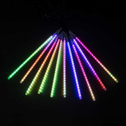Гирлянда Тающие Сосульки 10шт по 50см, 24В, 600 Разноцветных Светодиодов, Провод Черный ПВХ, IP55